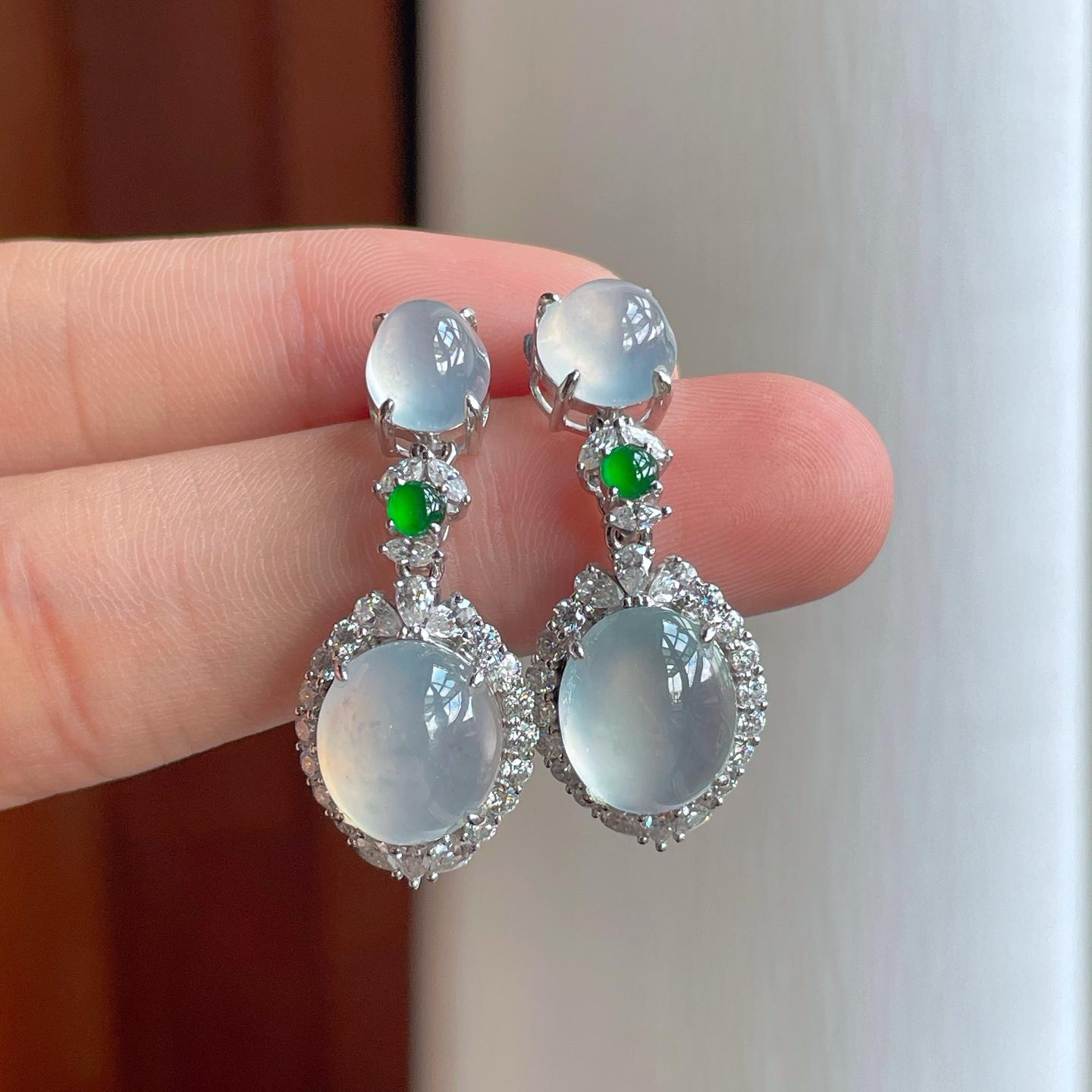 18k金镶冰种翡翠套链套装（yc251678）