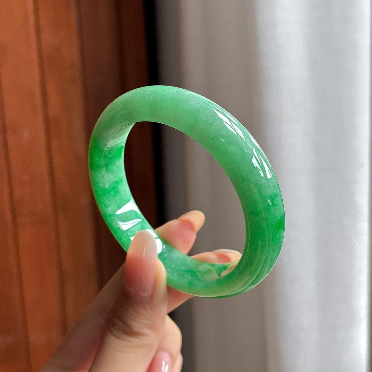 小圈口 糯冰满绿正圈平安镯 51圈（yc759113）