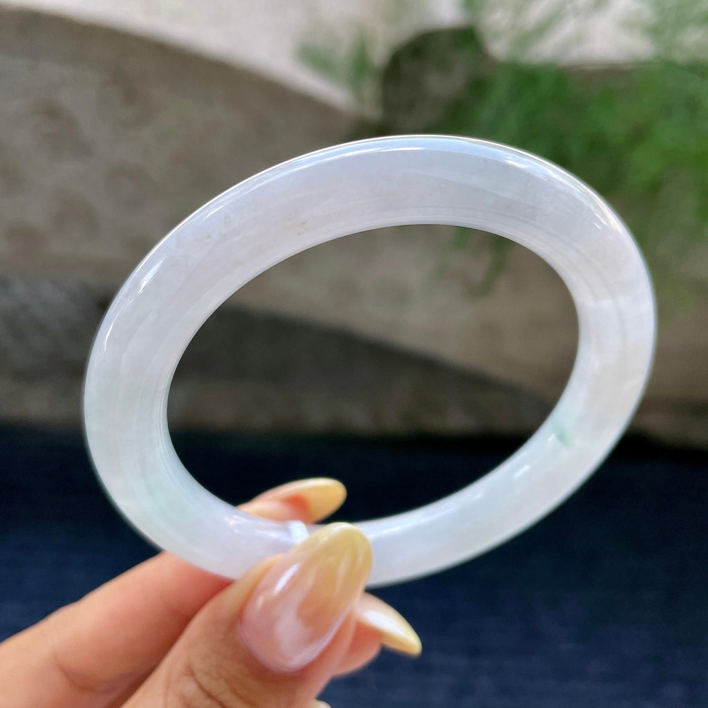 细糯种带底色圆条手镯57.1圈 天然缅甸A货翡翠（yc466834）
