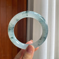 冰种冰乌鸡翡翠圆条手镯（56.5mm）（yc286486）