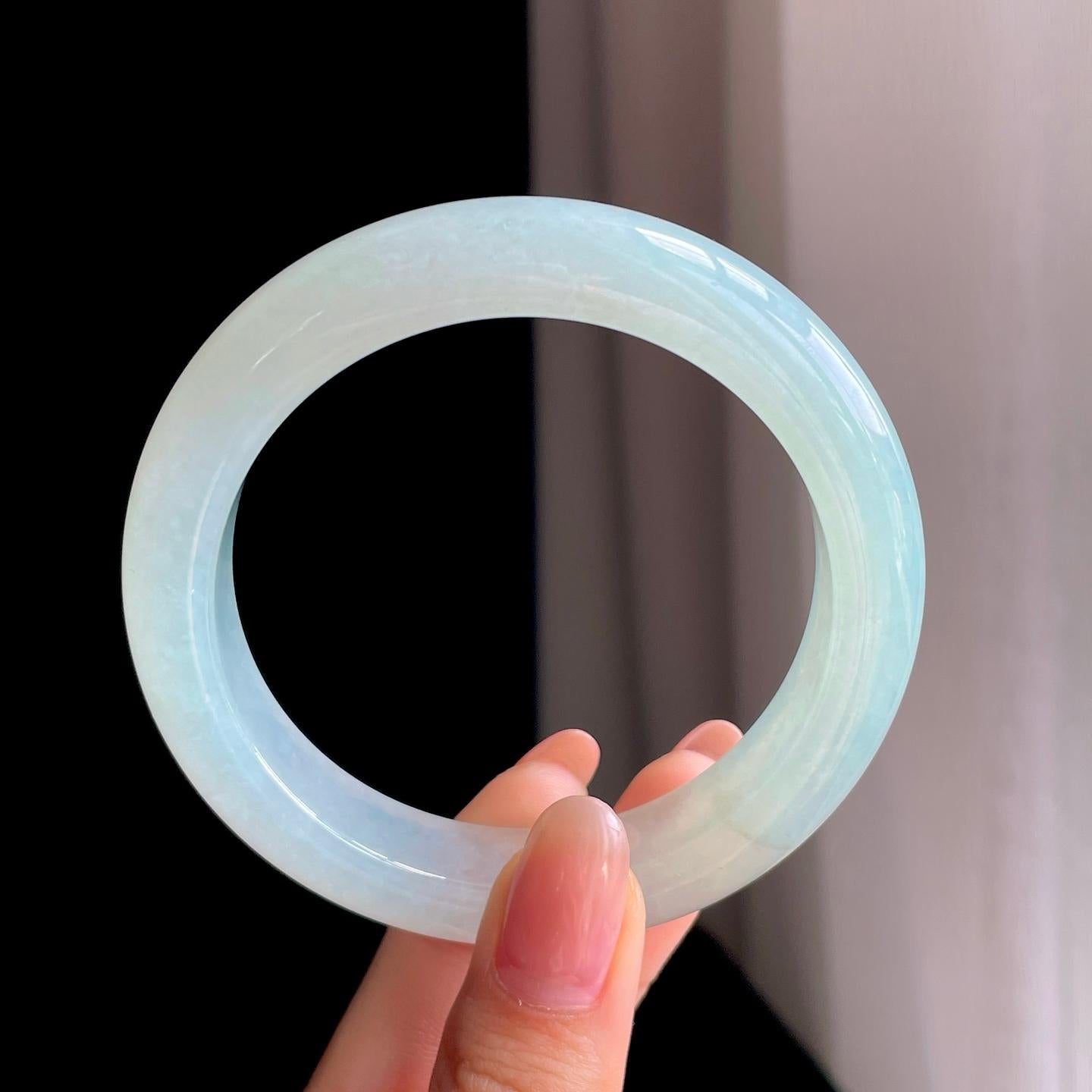 冰种晴底翡翠平安镯(58.2mm)（yc363419）