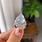 18k金钻镶高冰种无色葫芦戒指/吊坠（两用款）（yc255608）