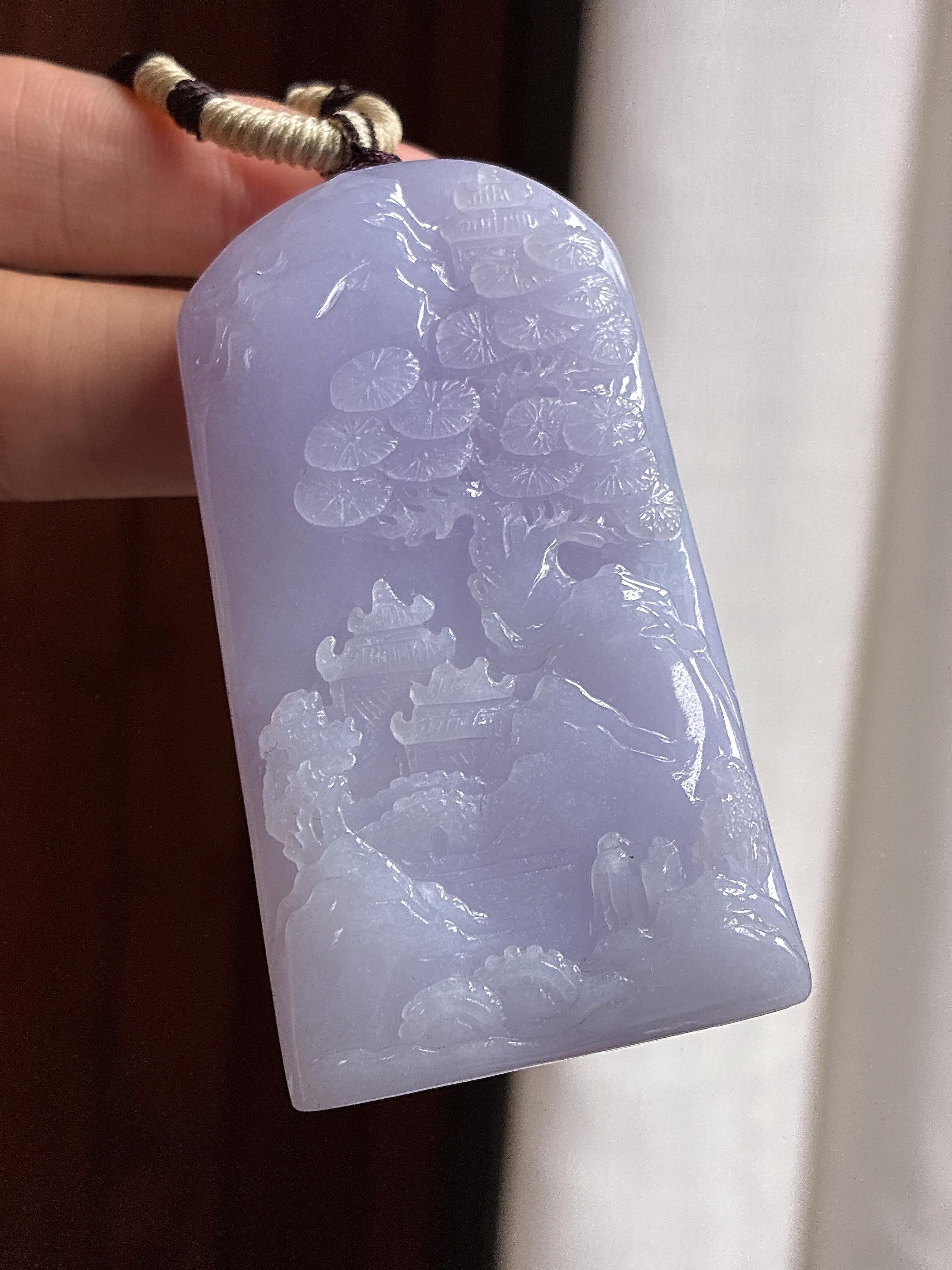 糯冰紫罗兰山水牌 天然缅甸A货翡翠（yc465024）