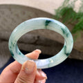 细糯种飘蓝花正圈平安镯 56.5圈口 天然缅甸A货翡翠（yc462939）