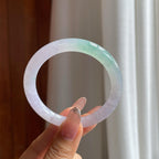 冰种春底带色翡翠美人条圆条手镯（53.6mm）（yc361749）