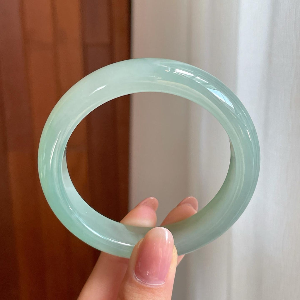 糯冰种晴底翡翠平安镯（55.3mm)（yc363406）