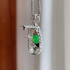 18k金镶糯冰满绿翡翠豆子（yc239604）