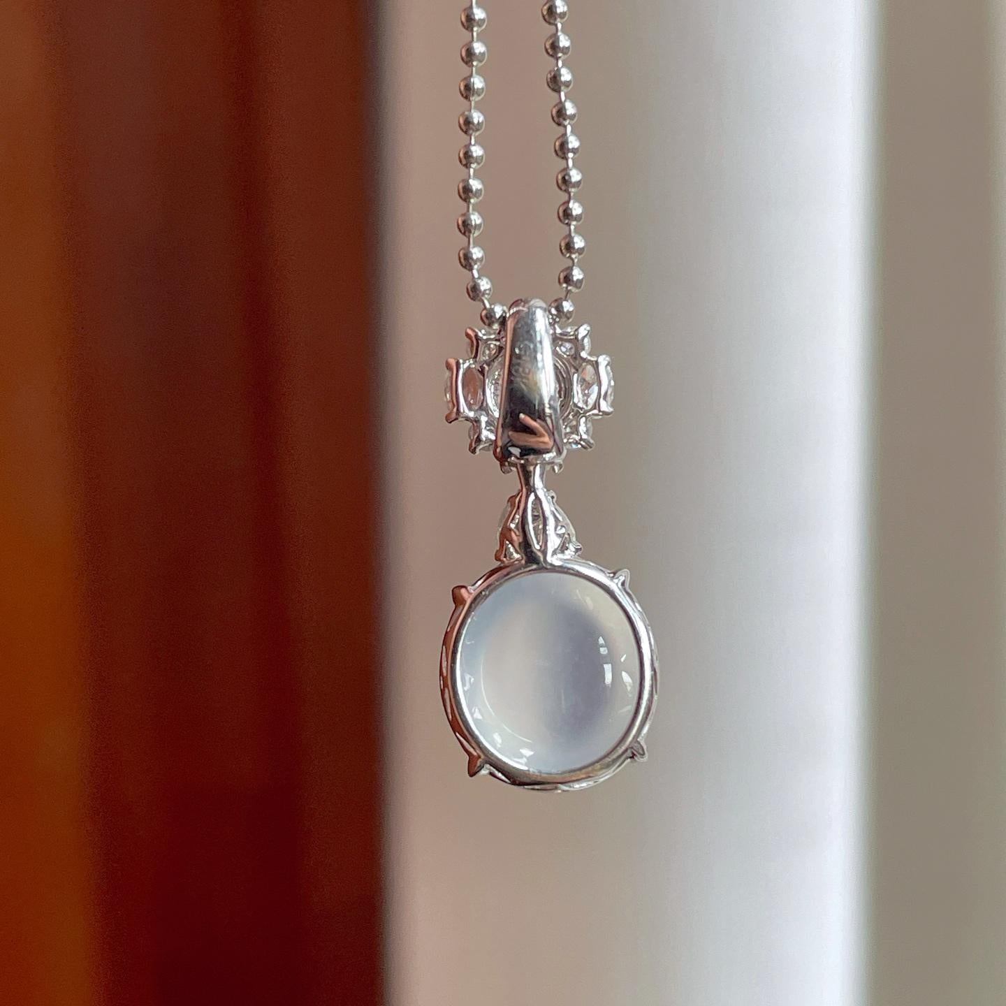 18k金钻镶冰种翡翠蛋面吊坠（yc257275）