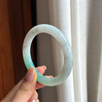 糯冰带色翡翠圆条手镯 55圈（yc426435）