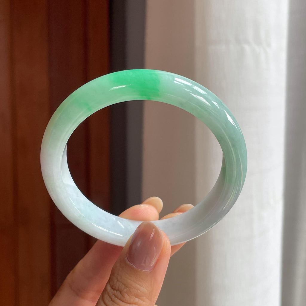 糯冰带色翡翠平安镯（57mm）（yc404831）