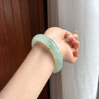 冰种飘花正圈平安镯 54圈 天然缅甸A货翡翠（yc460038）