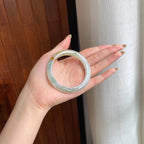 糯冰黄翡飘花特色翡翠平安镯（54mm)（yc416015）