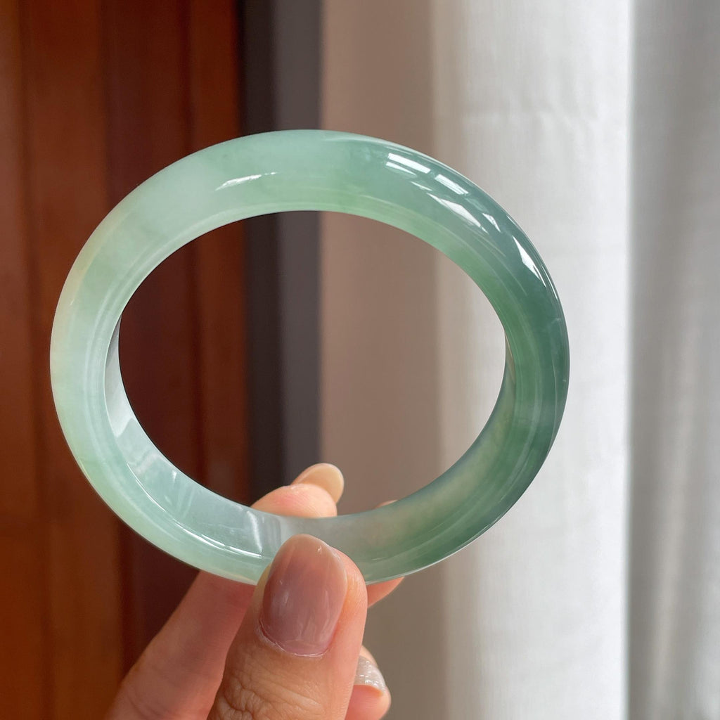 冰种湖水绿翡翠平安镯（57.2mm）（yc414540）