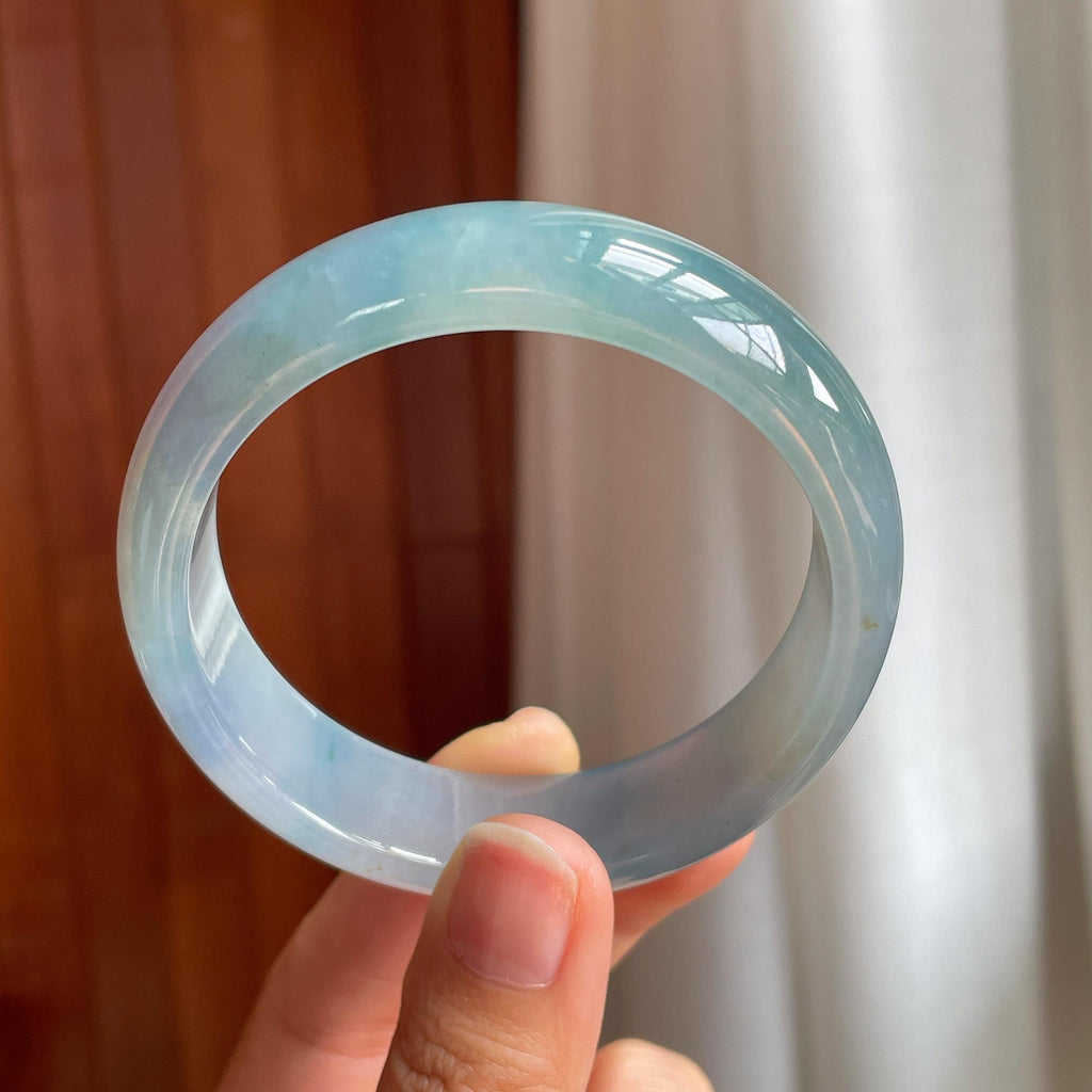 冰种蓝晴底翡翠平安镯（57.4mm)（yc342539）