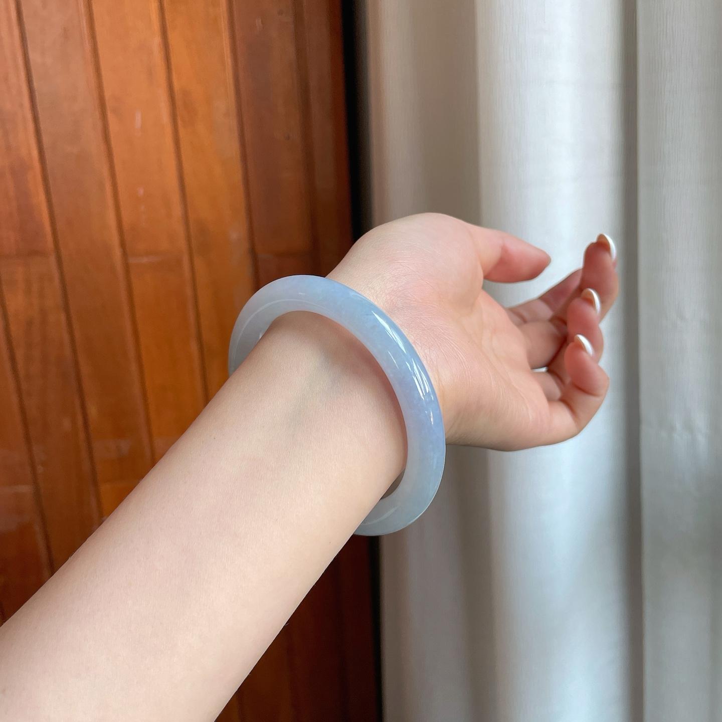 糯冰紫罗兰翡翠圆条手镯（55mm)（yc373308）