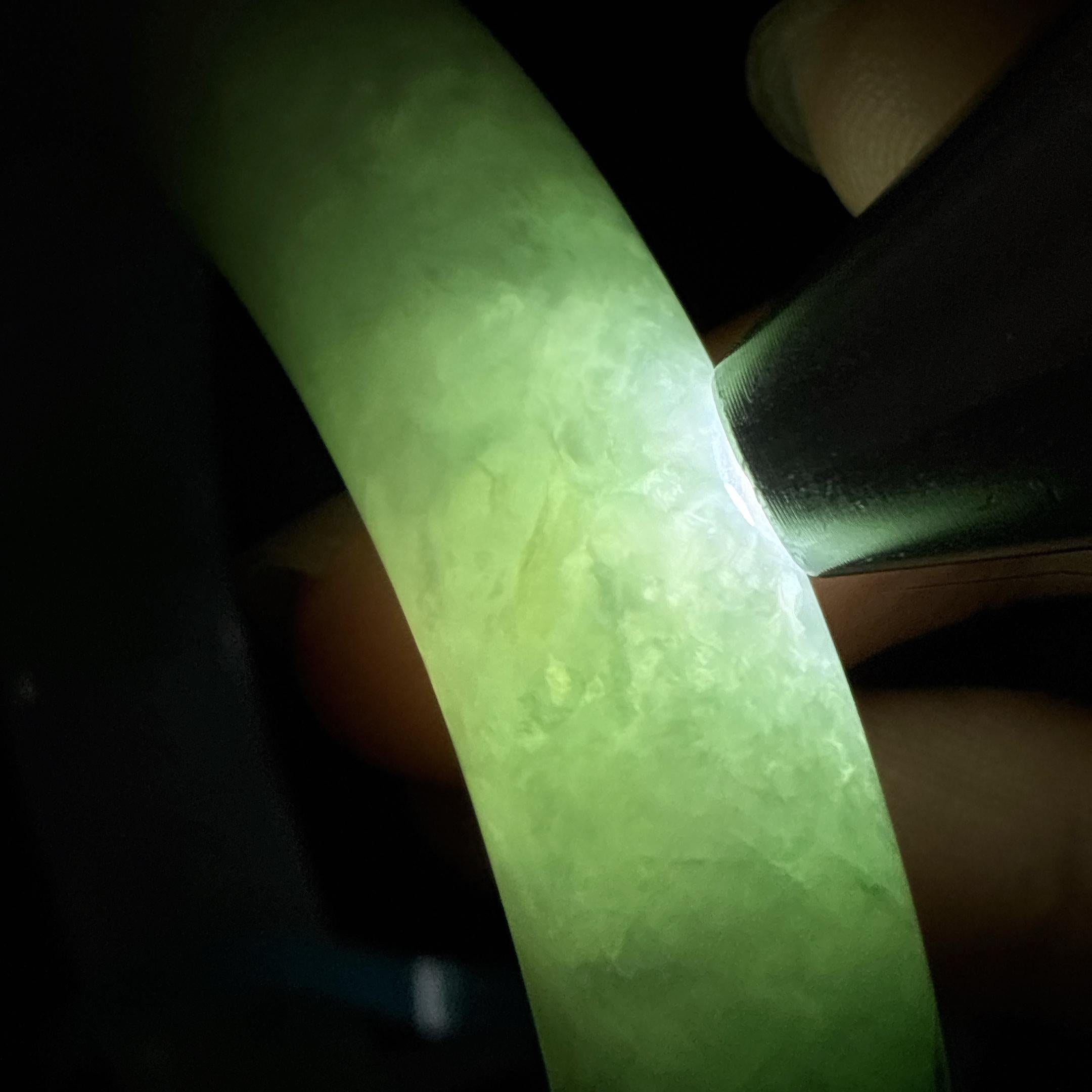 细糯种飘花正圈平安镯 56圈 天然缅甸A货翡翠（yc483934）