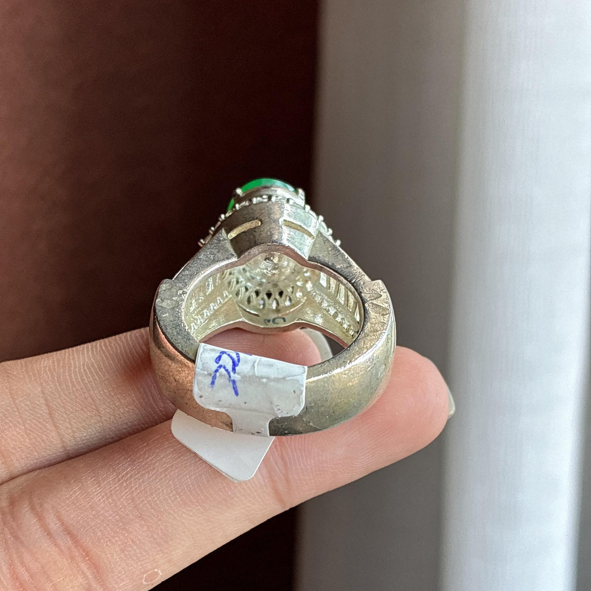 铜托冰种满绿蛋面（yc755132）