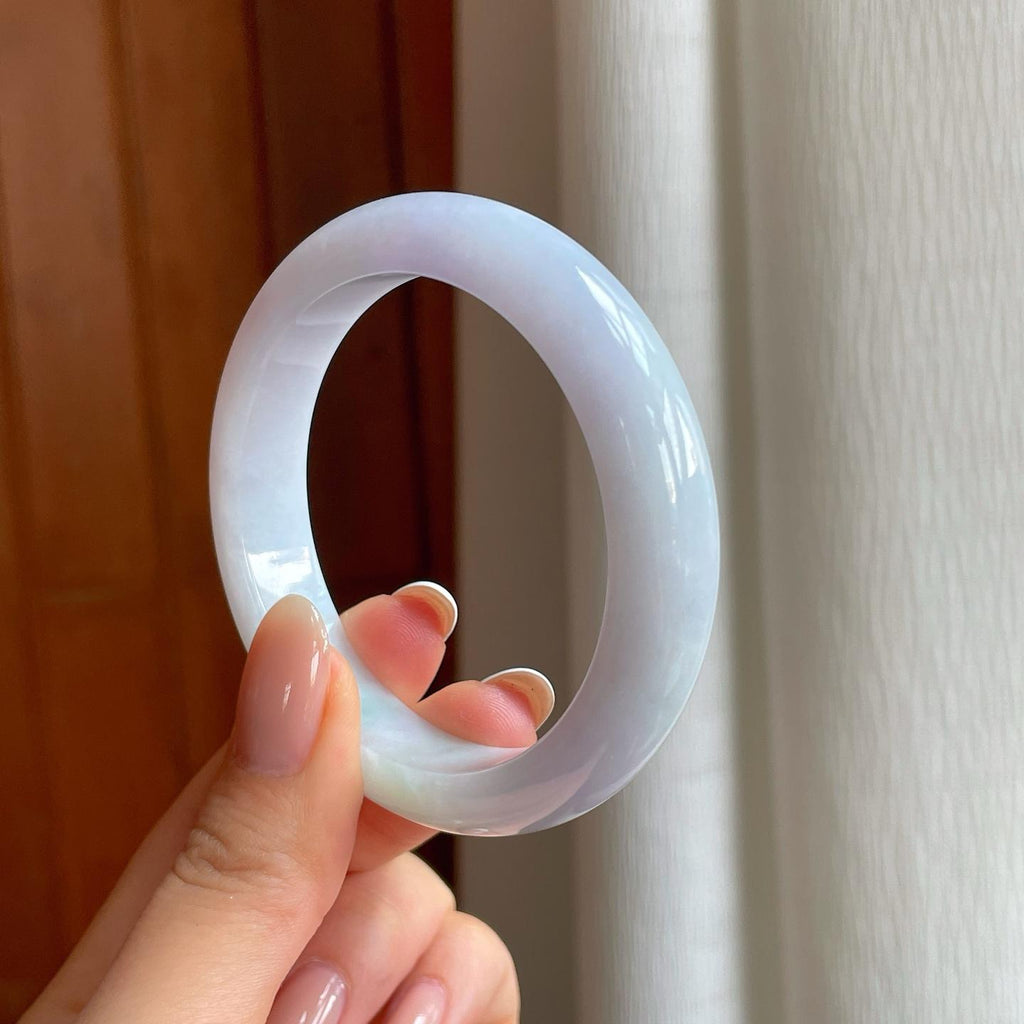 糯冰淡紫底带色翡翠平安镯（51.6mm)（yc373869）