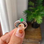 18k金钻镶冰种满绿蛋面戒指（yc257224）