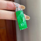 18k金镶糯冰满绿翡翠节节高（yc424996）
