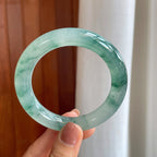 冰种飘花圆条翡翠手镯（57mm）（yc288632）