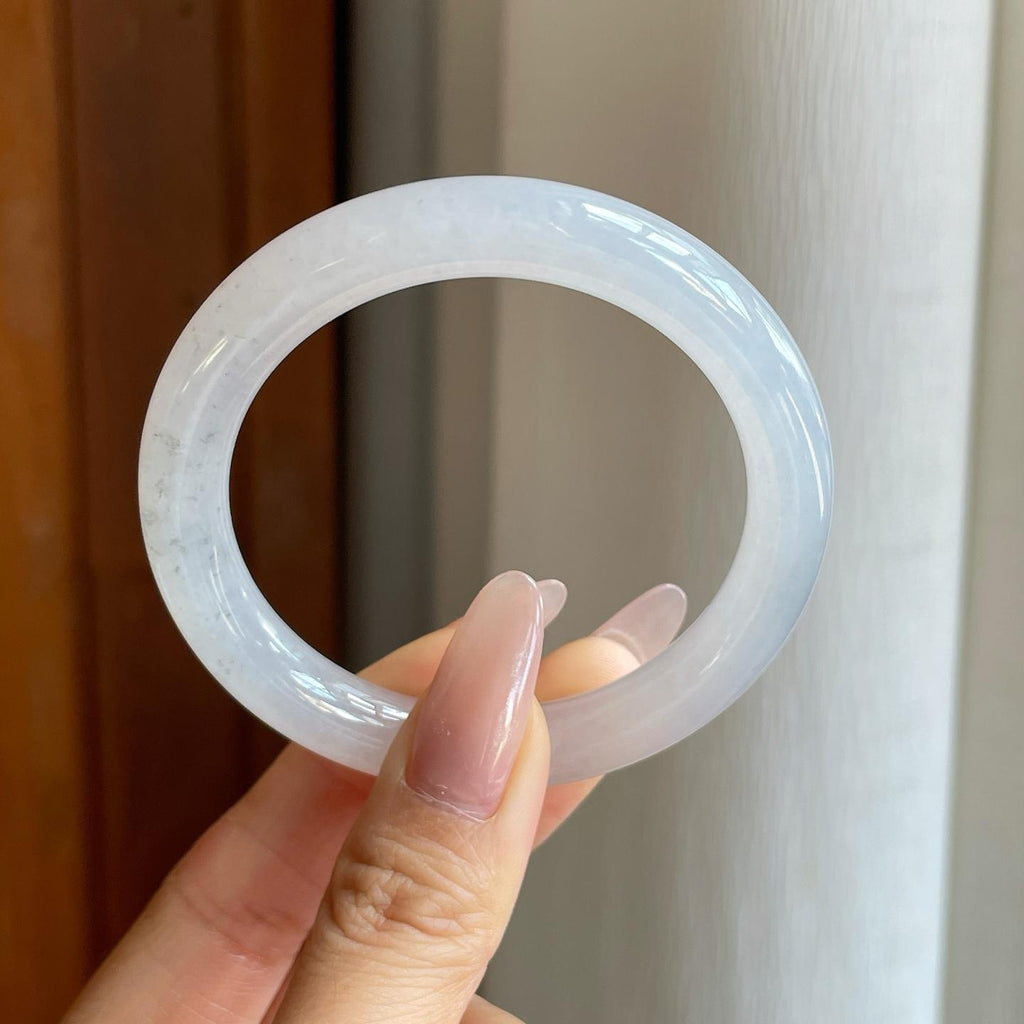 糯冰无色翡翠圆条手镯（52mm）（yc278682）