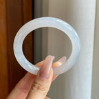 糯冰无色翡翠圆条手镯（52mm）（yc278682）