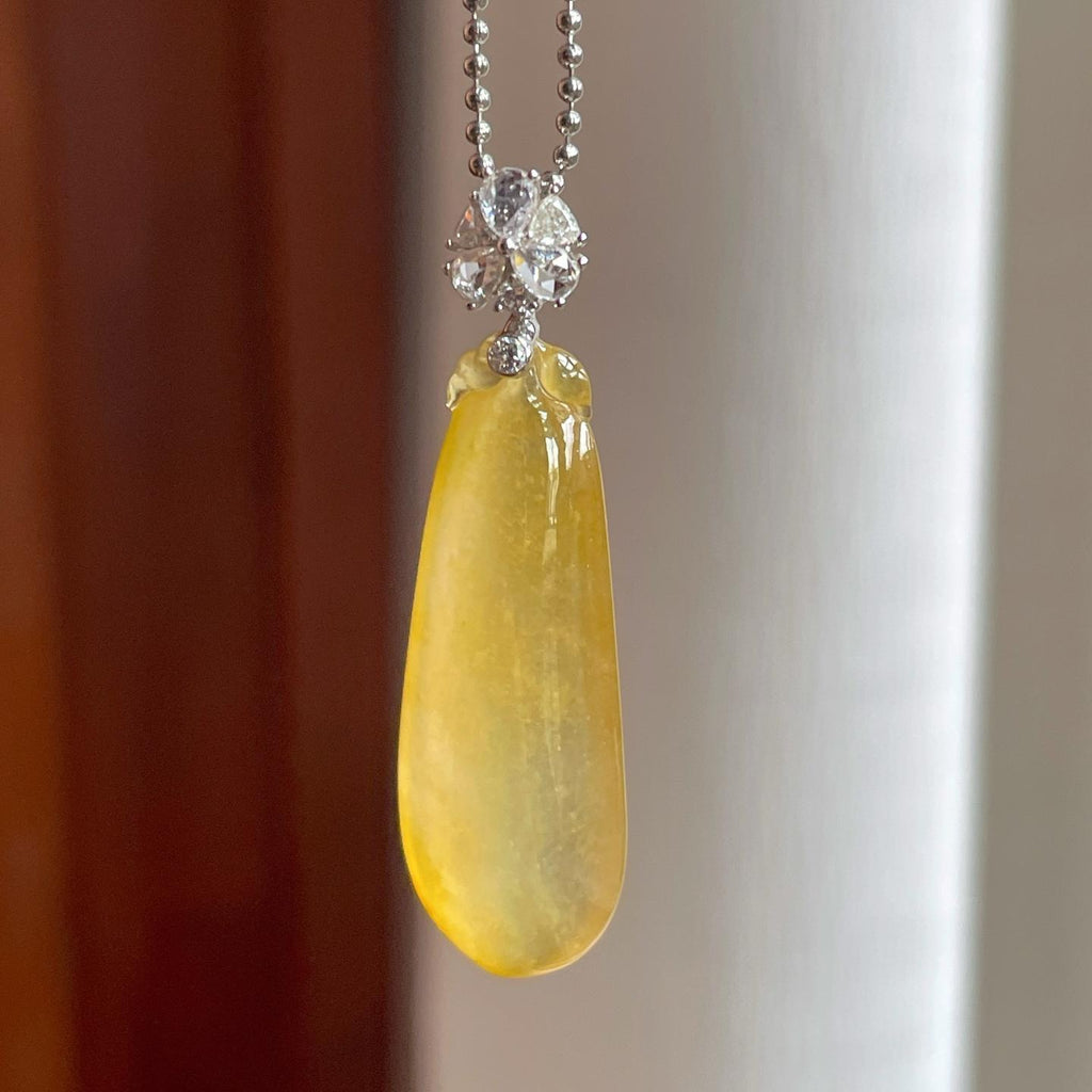 18k金扣冰种黄翡翡翠福瓜（yc257276）