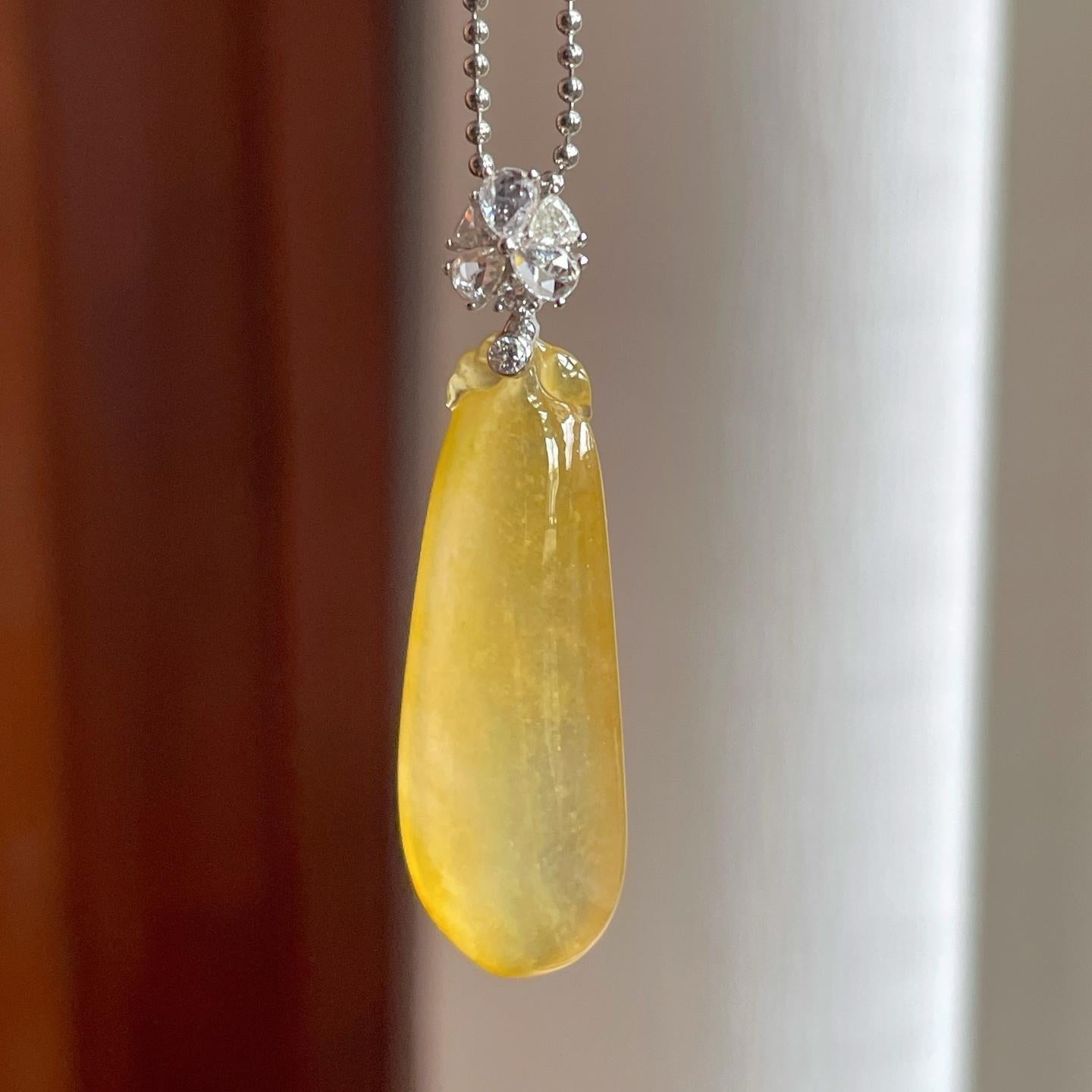 18k金扣冰种黄翡翡翠福瓜（yc257276）