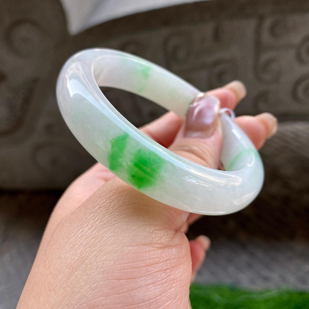 细糯种白底青平安镯（55.6mm）（yc299528）