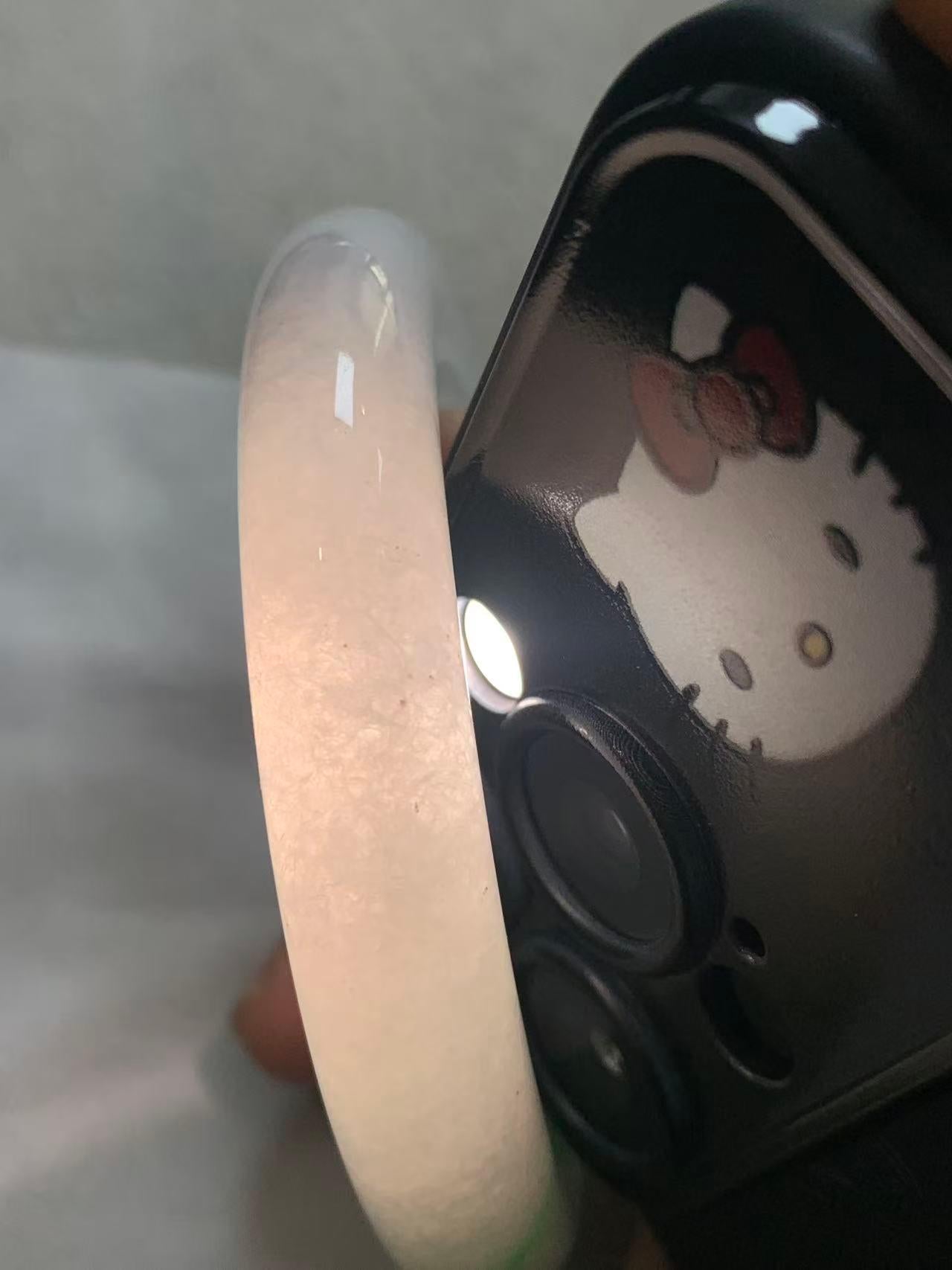 糯冰种飘绿圆条手镯（54.4mm）（yc248092）