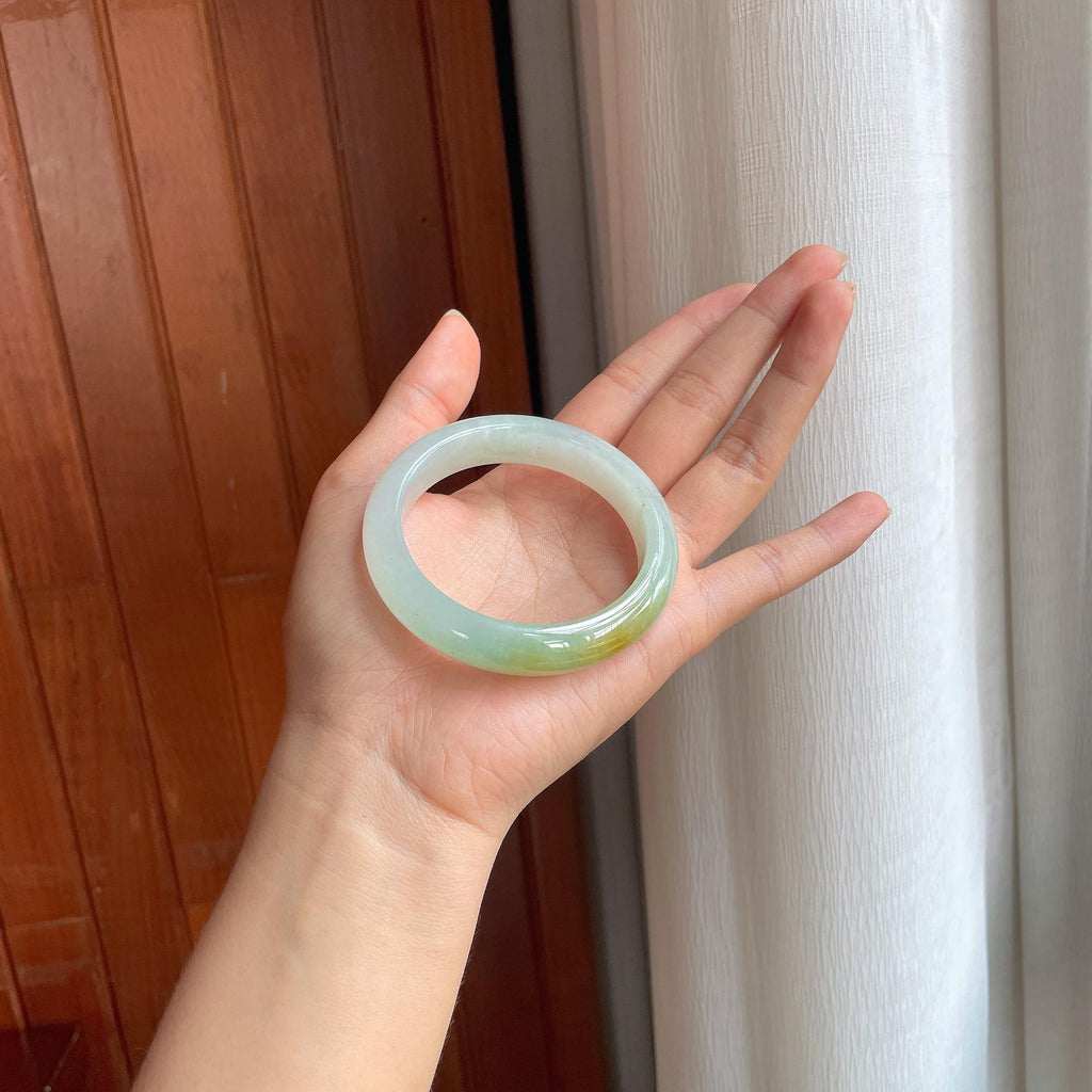 糯冰黄翡翡翠平安镯(55.5mm)（yc402820）