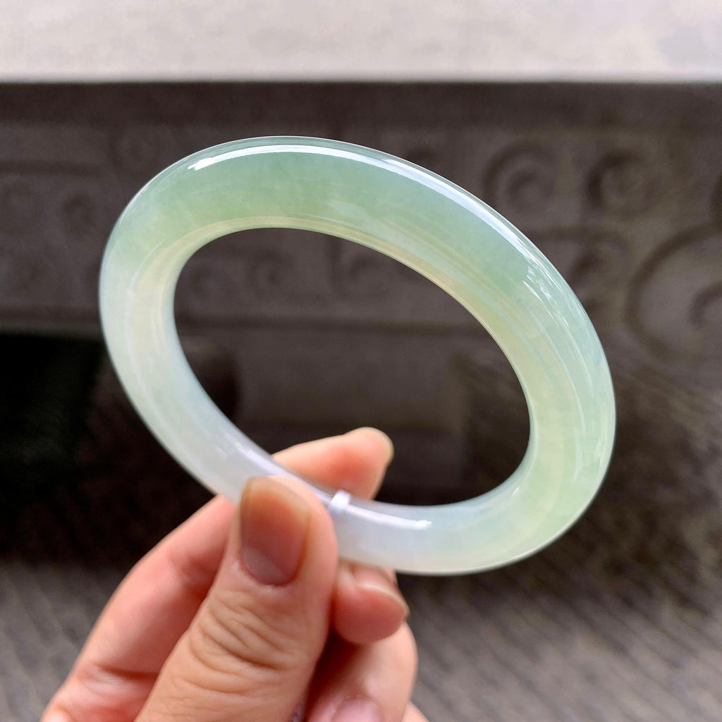 糯冰种淡晴水圆条手镯（54mm）（yc266513）