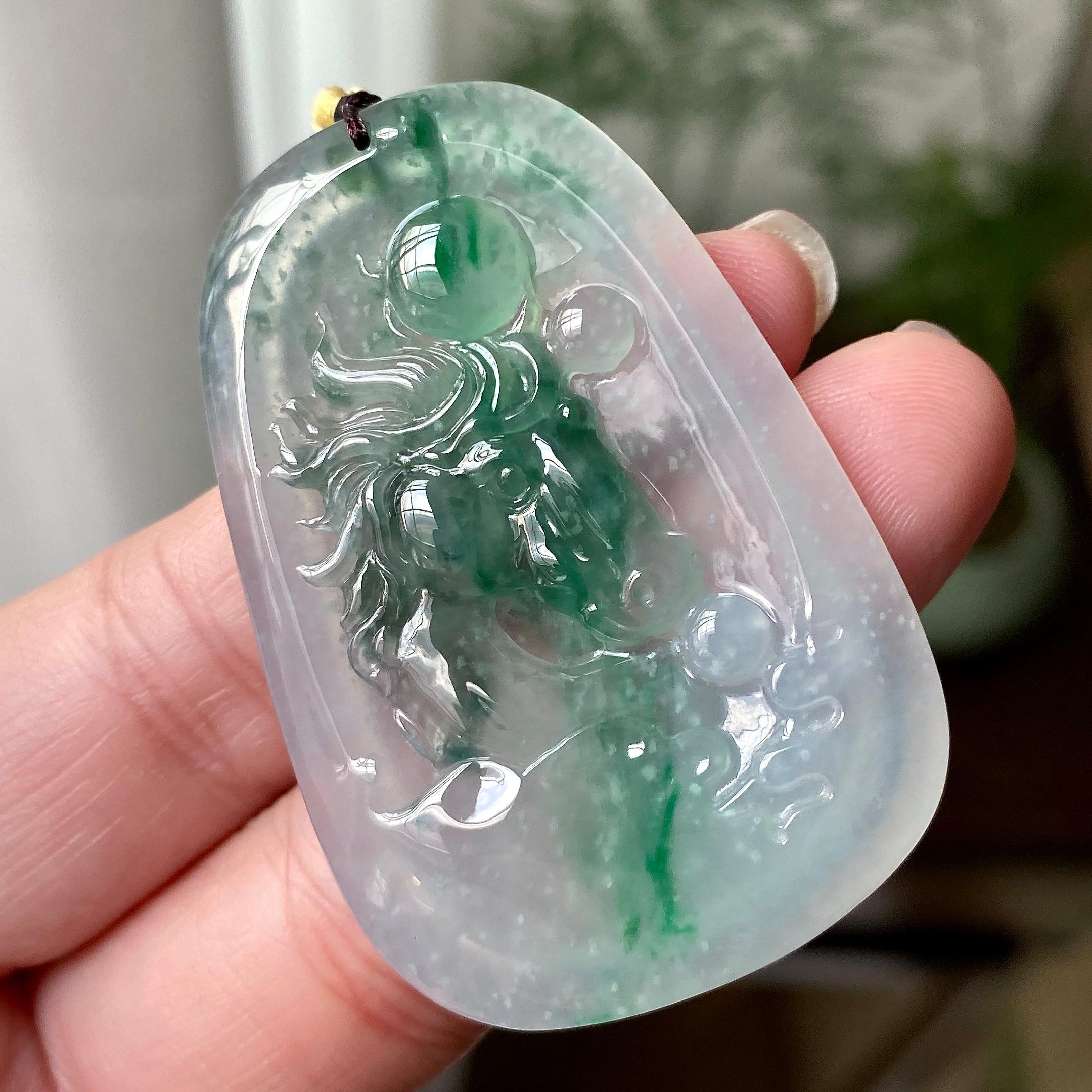 糯冰种飘花马牌吊坠（yc304268）