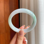 糯冰带色翡翠平安镯（58mm）（yc374051）