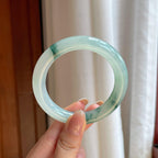 冰种飘花翡翠圆条手镯（54.7mm)（yc381351）