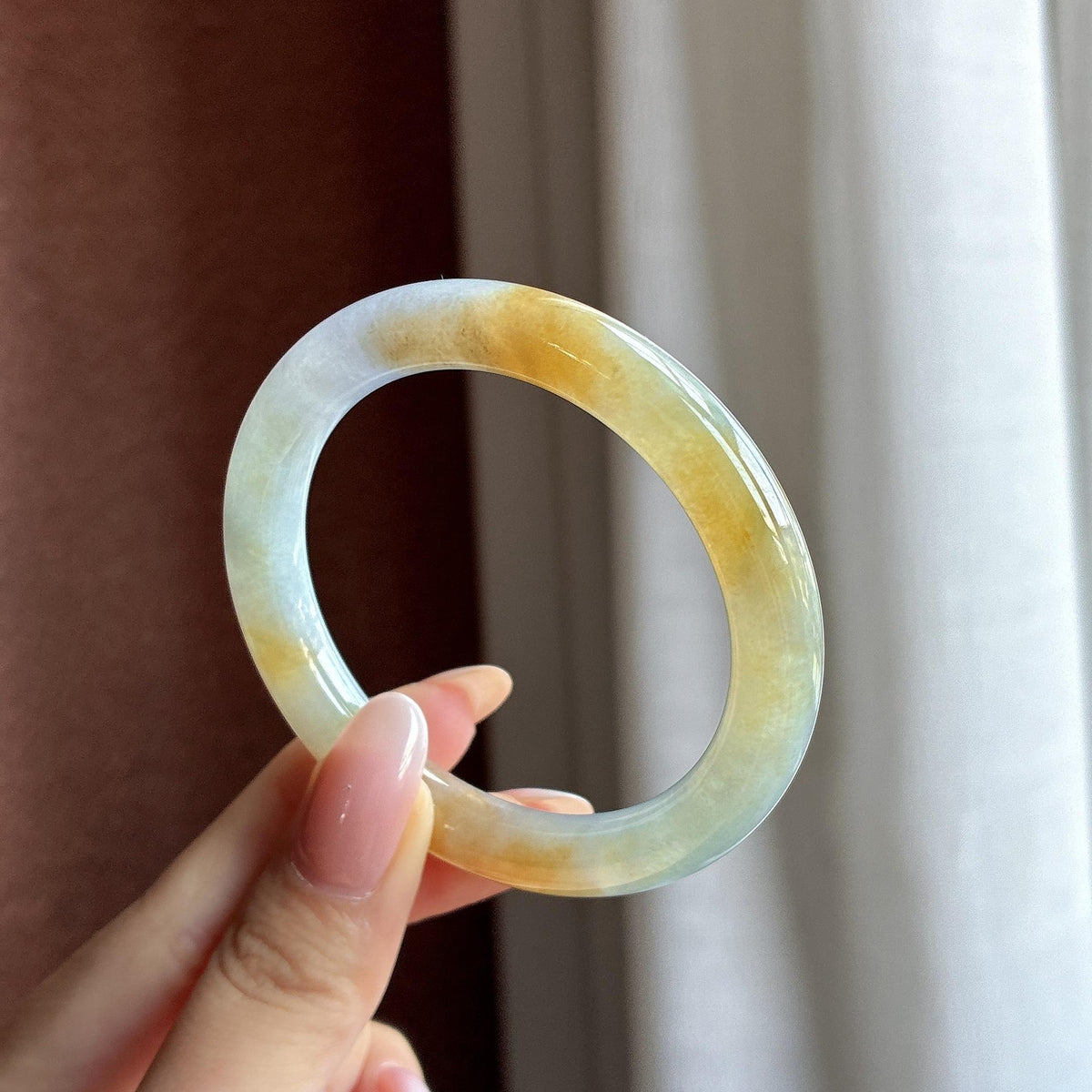 小圈口 糯冰黄翡圆条手镯 51圈（yc746499）