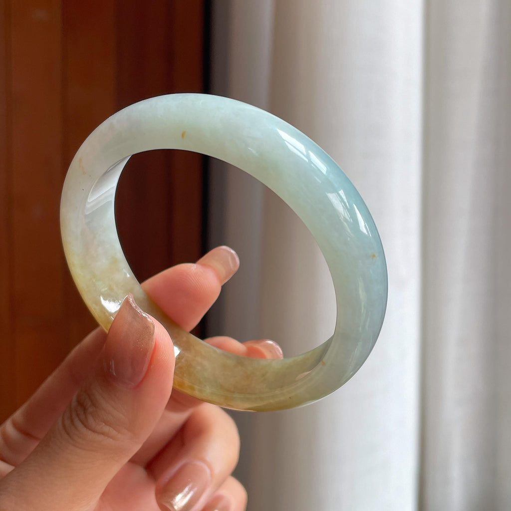 糯冰黄翡翡翠平安镯（57.8mm）（yc363425）