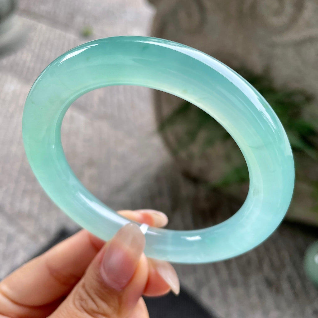 冰种晴水圆条手镯56.2圈     天然缅甸A货翡翠（yc351389）