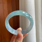 冰种蓝紫宽版翡翠平安镯（57.5mm）（yc325737）