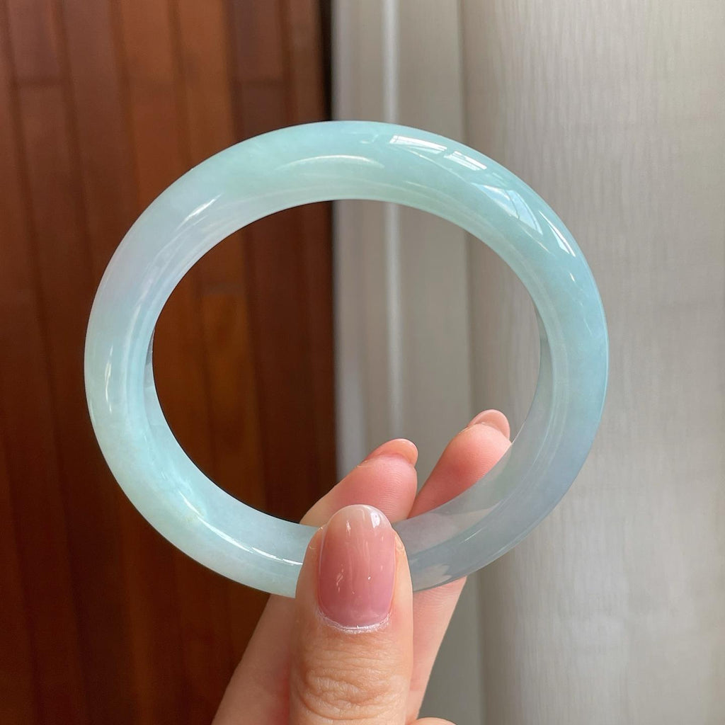 冰种晴底翡翠平安镯（58mm)（yc323652）