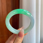 糯冰带色翡翠平安镯（53mm）（yc310373）