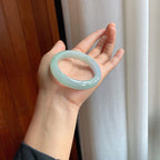 糯冰淡春带彩翡翠平安镯（51.3mm）（yc344649）