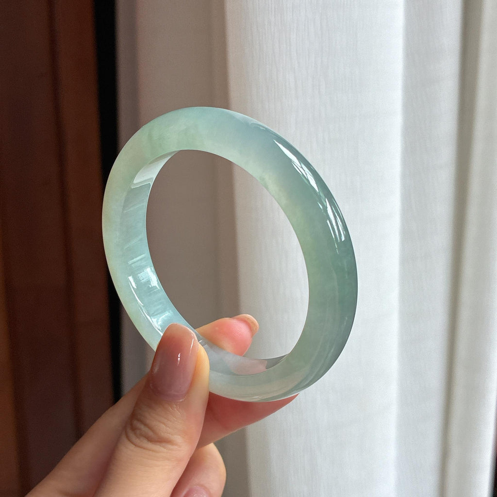 糯冰晴底翡翠平安镯（55.6mm)（yc424285）