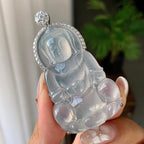 18k金钻镶冰种无色观音挂件（yc246703）