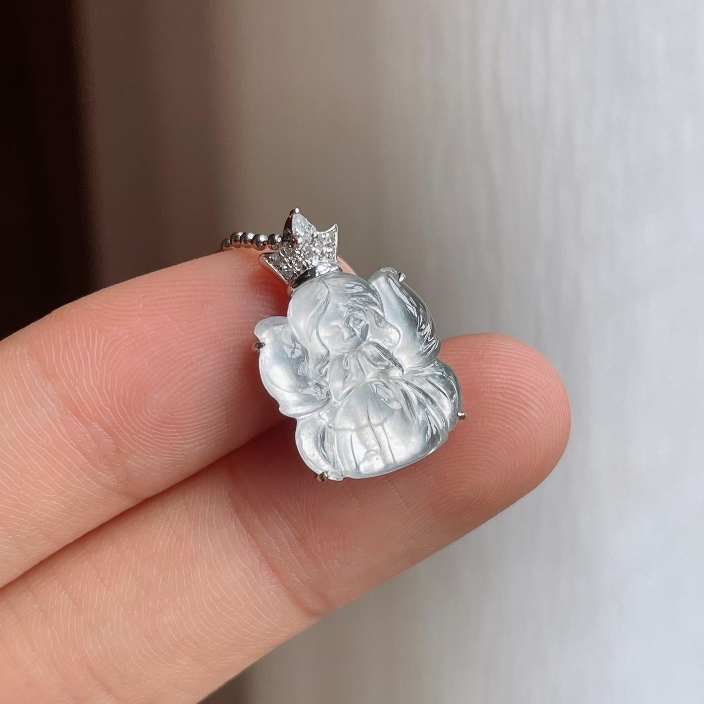 18k金镶玻璃种翡翠天使（yc248548）