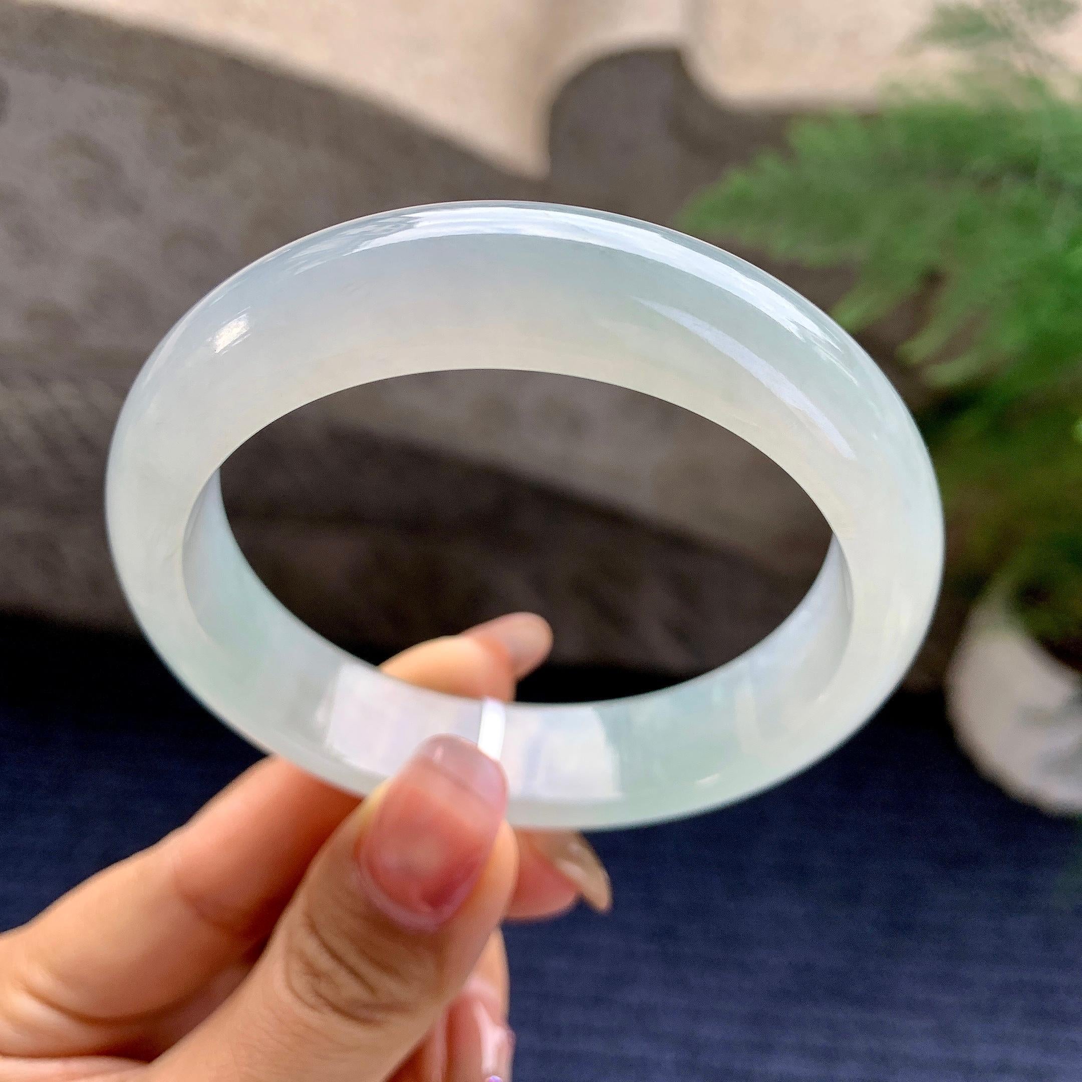 糯冰种带底色平安镯（56.6mm）（yc295584）