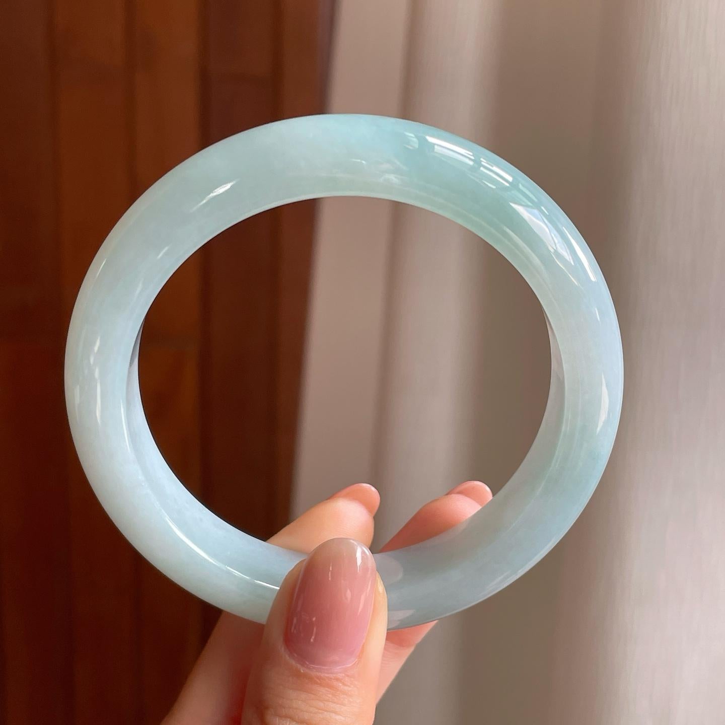 糯冰蓝晴底翡翠平安镯（60mm）（yc333078）