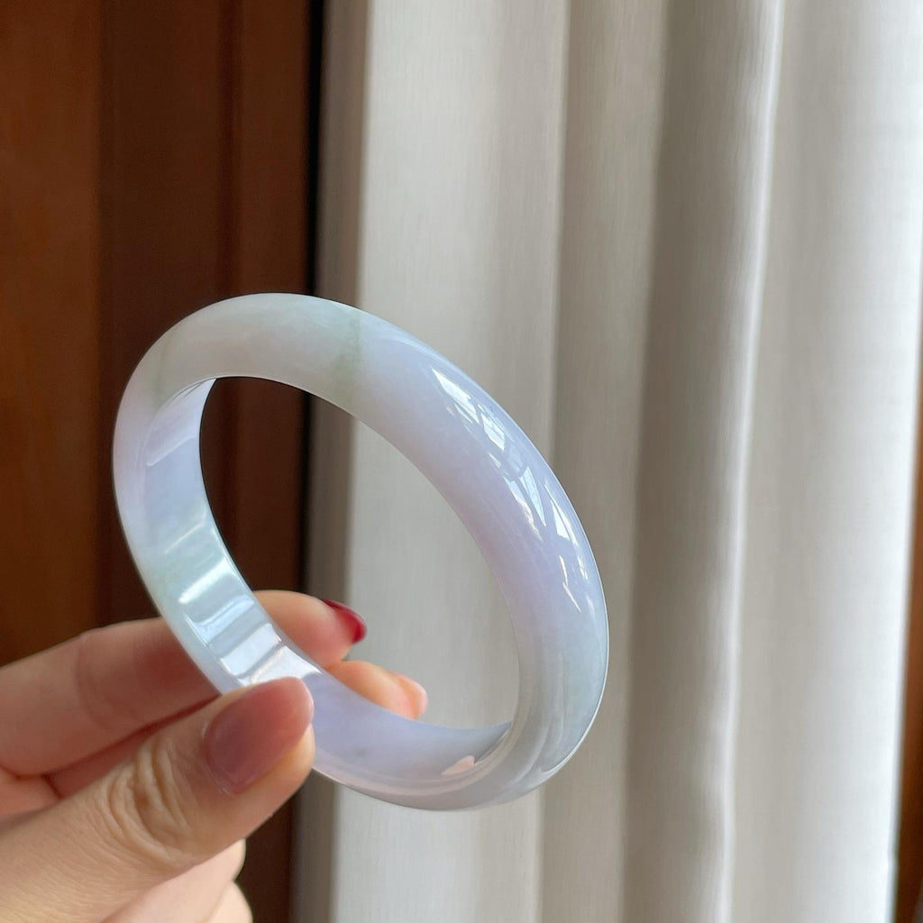 糯冰淡椿彩底翡翠平安镯（59mm）（yc305923）