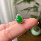 18K金钻镶糯冰种满绿葫芦戒指（yc288701）